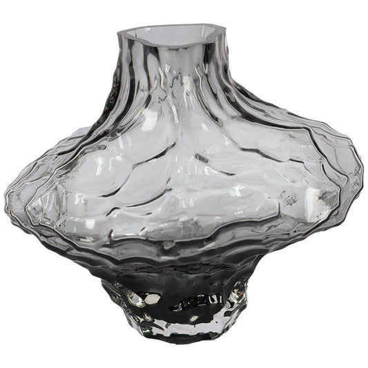 Smoky Hammered Glass Vase
