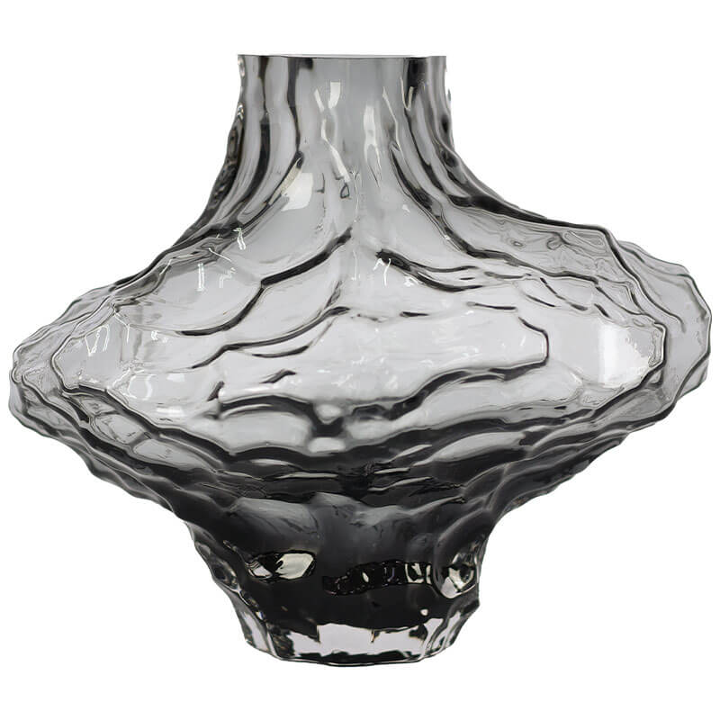 Smoky Hammered Glass Vase