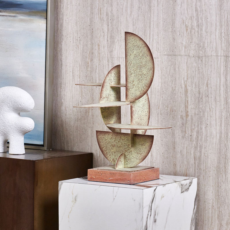 Geometric Metal & Marble Sculpture