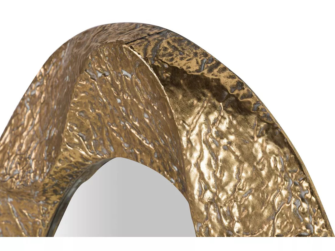 Adda Oval Mirror with Textured Gold Frame