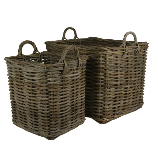 Isla Woven Rattan Basket Planter (Set of 2)