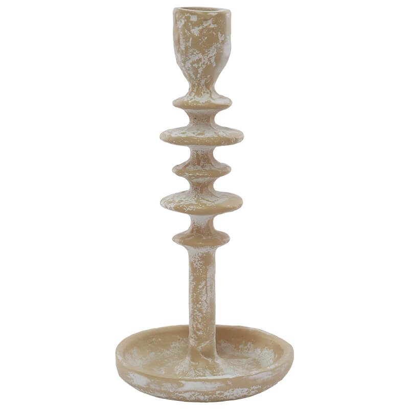 Sahara Gold Whitewashed Candle Holder – Rustic Elegance in Metal Trans Natal