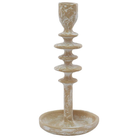 Sahara Gold Whitewashed Candle Holder – Rustic Elegance in Metal Trans Natal