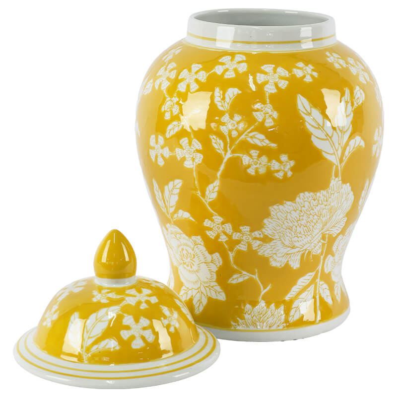 Empress Yellow and White Floral Ginger Jar Trans Natal