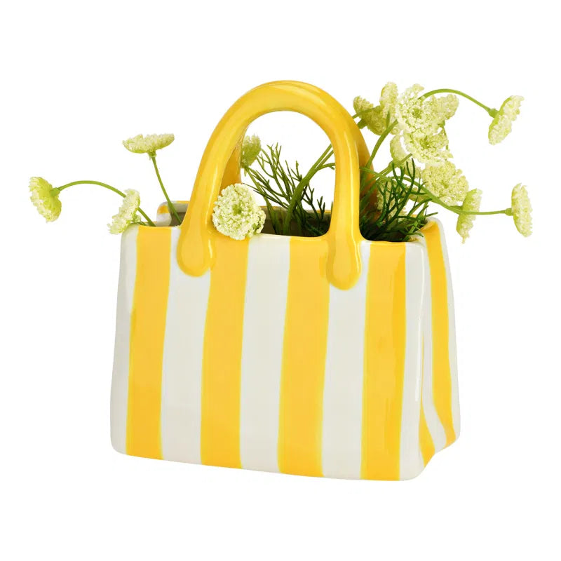 Soleil Striped Ceramic Bag Vase Trans Natal