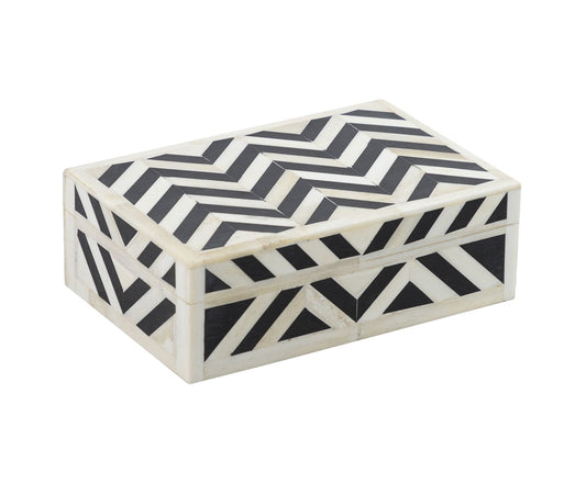 Chevron Bone Inlay Box – Elegant Storage and Décor