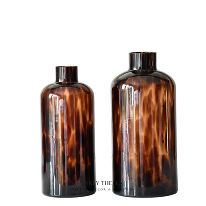 Venetian Tortoise Shell Glass Jar Vase