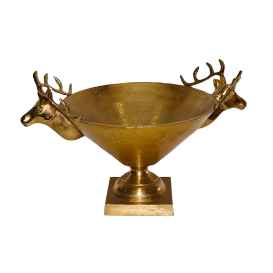 Deerheads Aluminium with Gold Finish Decorative Bowl