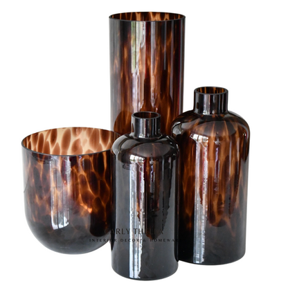 Venetian Tortoise Shell Glass Cylinder Vase