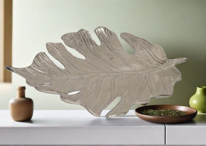 Nickel Leaf Decorative Tray