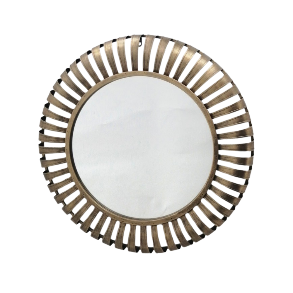 Matte Bronze Striped Round Mirror - Carly Thella Interior