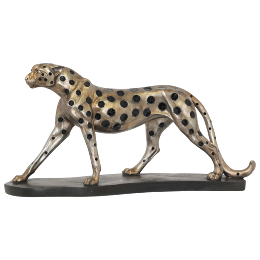 Walking Cheetah on Base Sculpture