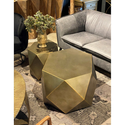 Arum Geometric Metallic Side Tables – Set of 2 FourCorners
