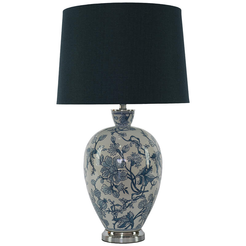 Leander Blue Floral Table Lamp