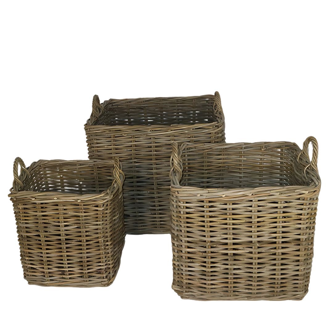 Isla Woven Rattan Basket Planter (Set of 3)