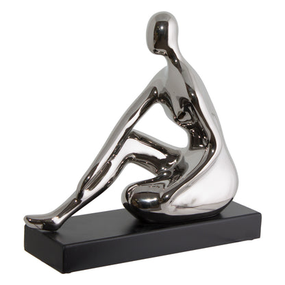 Silver Sitting Lady with Hand on Knee Figurine