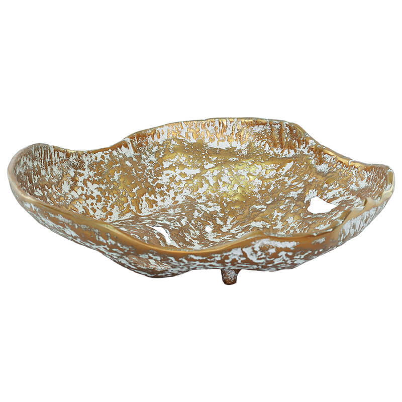Golden Coral Inspired Decorative Bowl – Textured Metal Accent