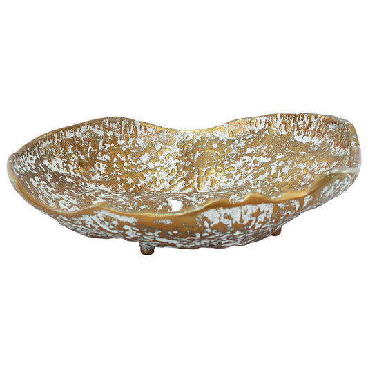 Golden Coral Inspired Decorative Bowl – Textured Metal Accent