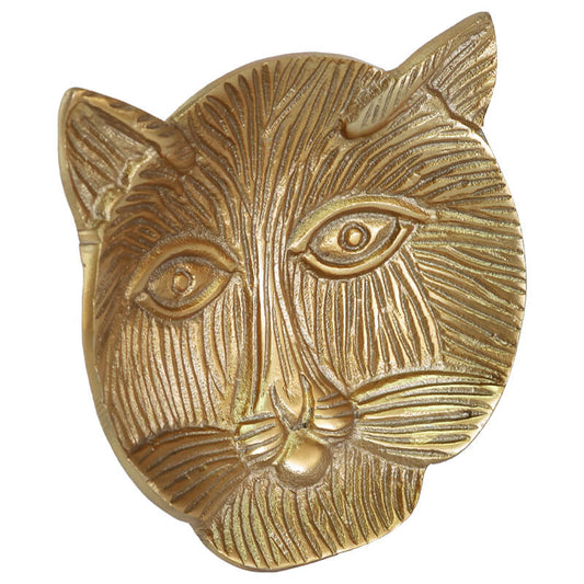 Golden Cat Face Wall Décor – Tribal Inspired Accent