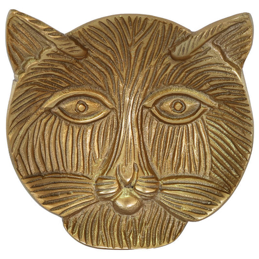Golden Cat Face Wall Décor – Tribal Inspired Accent