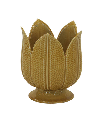Petal Ceramic Vase Mustard