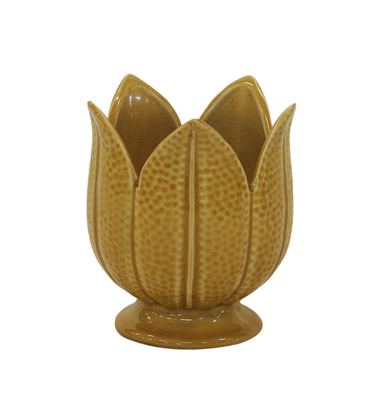 Petal Ceramic Vase Mustard