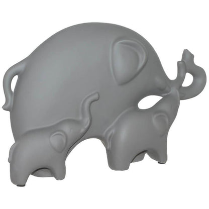 Modern Grey Elephant Family Sculpture