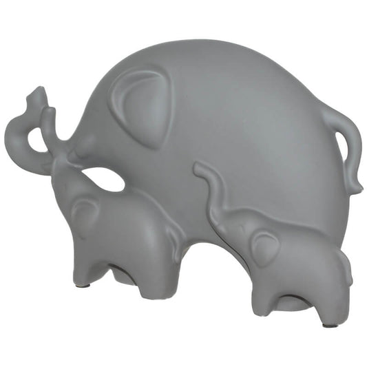 Modern Grey Elephant Family Sculpture