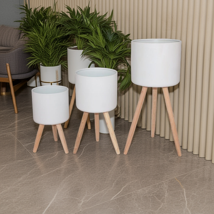 Elmira Minimalist White Plant Stands (Set of 3)