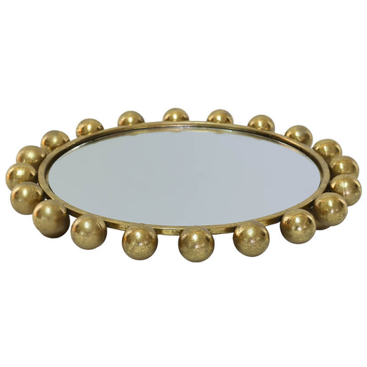 Ritz Gold Beaded Rim Mirror Tray – Luxe Decorative Display Tray Trans Natal