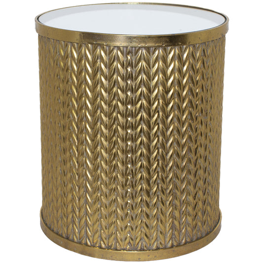 Ribbed Metal Round Side Table