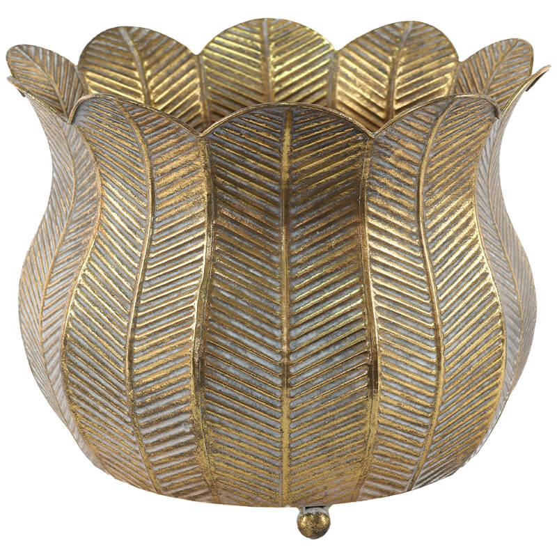 Folha Vintage Leaf Metal Planter Trans Natal