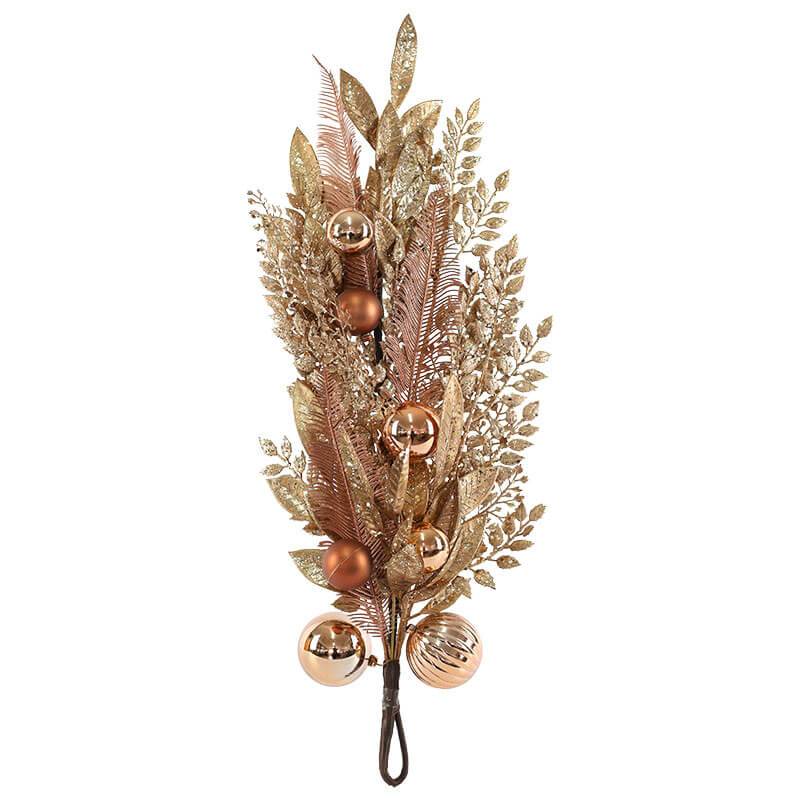 Gold Floral Decor with Baubles – Festive Holiday Arrangement