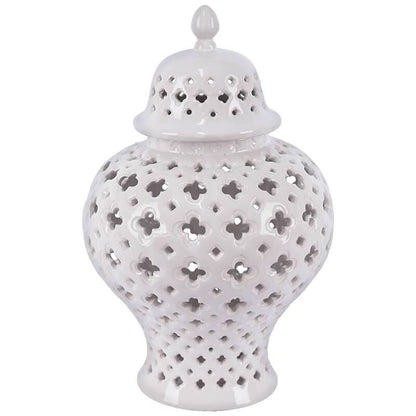 Perforated Ginger Jar with Lid -White