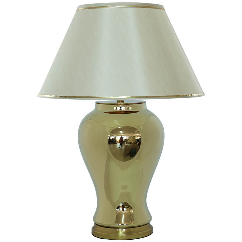 Arcé Gold Ceramic Table Lamp with Cream Shade Trans Natal