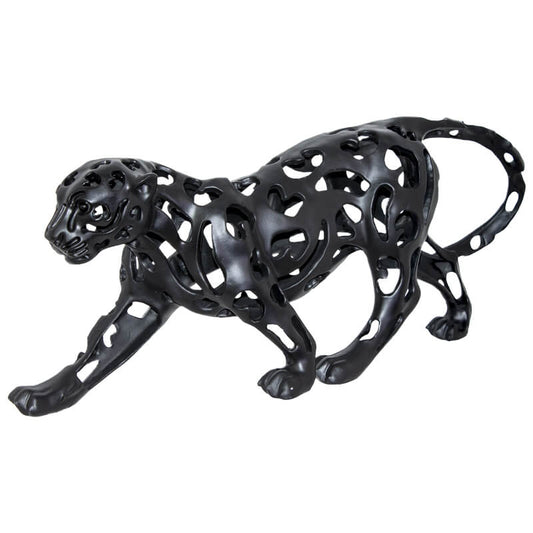 Walking Leopard Sculpture in Black