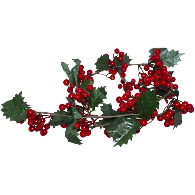 Red Cherry Bush with Leaves - Festive Season Decor