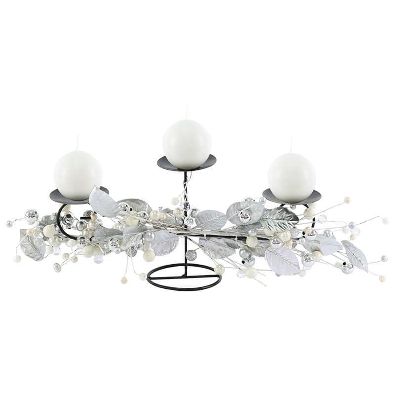 Metallic Luxe Silver Three Candle Holder