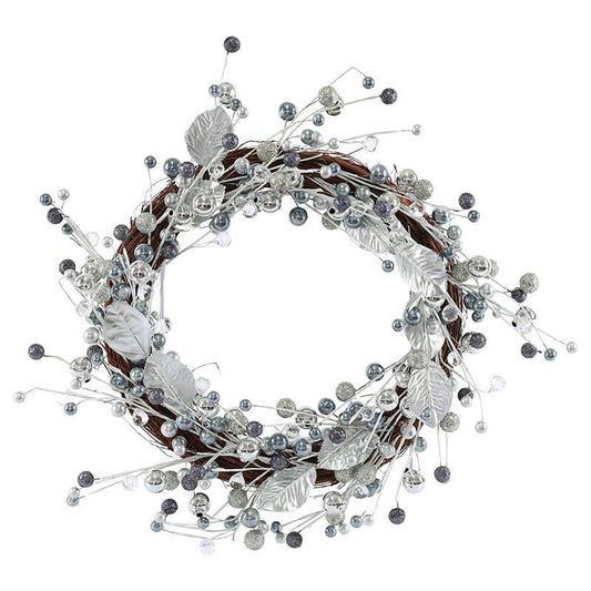 Elegant Silver and White Berry Wreath – Holiday Decoration