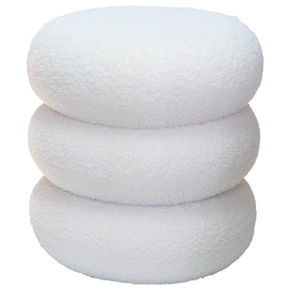 Cloud Haven White Bouclé Round Ottoman Trans Natal