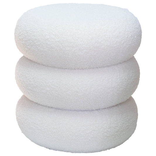 Cloud Haven White Bouclé Round Ottoman Trans Natal