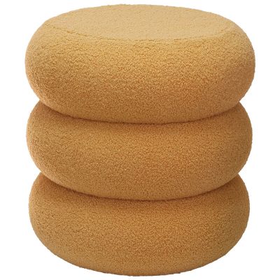 Cloud Haven Yellow Bouclé Tufted Round Ottoman Trans Natal