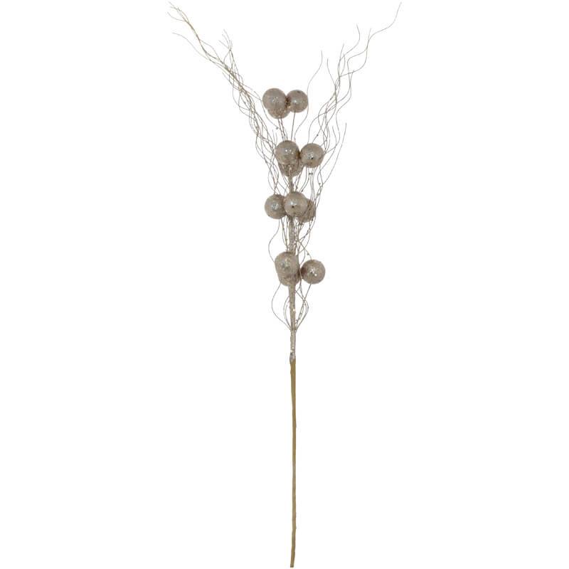 Glittered Decorative Branch With Shimmering Spheres