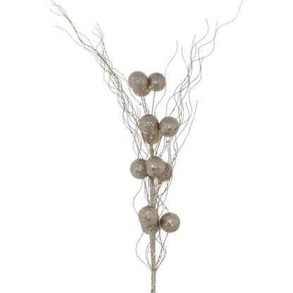 Glittered Decorative Branch With Shimmering Spheres