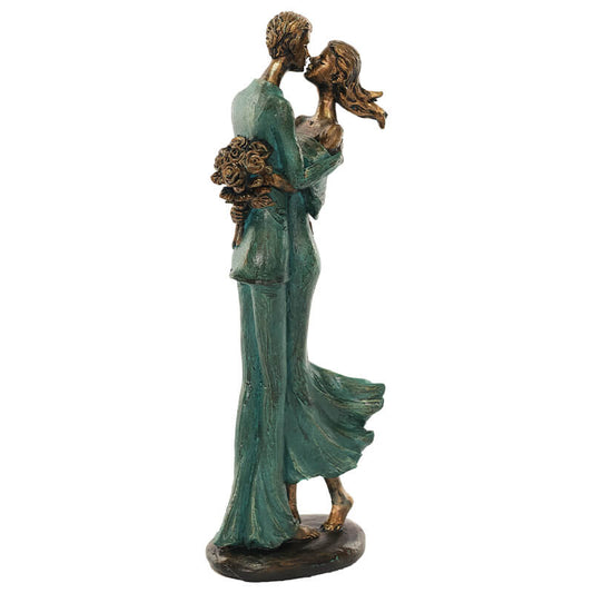 Romantic Embrace Figurine Teal & Bronze Finish