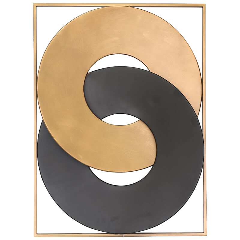 Interlocking Rings Gold and Black Abstract Wall Art