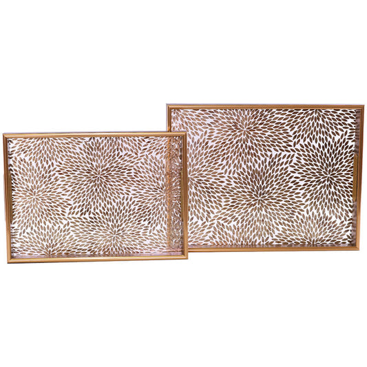 Textured Gold Decorative Tray Set (Set of 2)