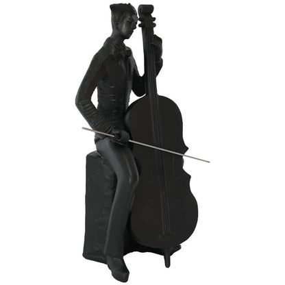 Virtuoso Cellist Sculpture Matte Black Finish