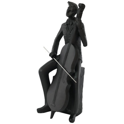 Virtuoso Cellist Sculpture Matte Black Finish