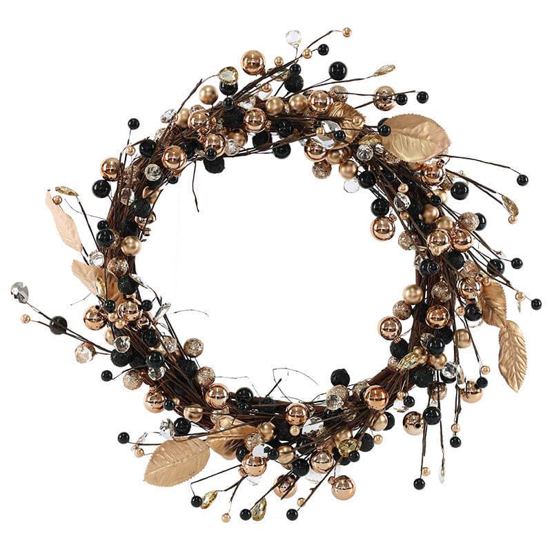 Elegant Gold and Black Berry Wreath – Holiday Decoration